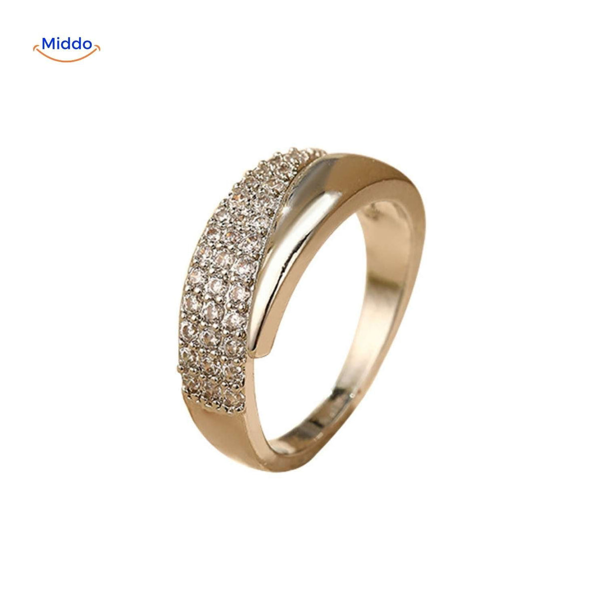 Elegant adjustable ring with brilliant zirconia stones, standalone.