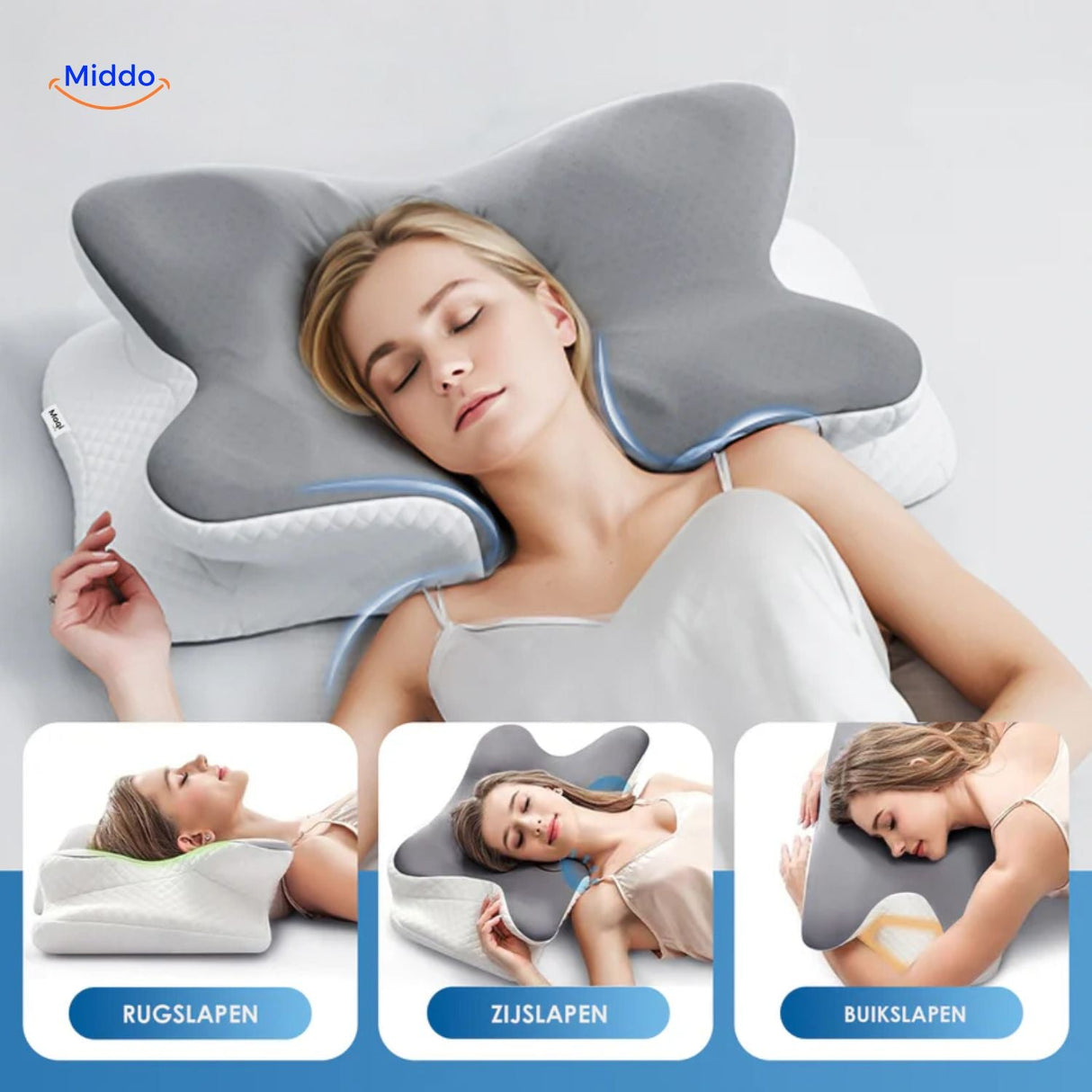 Ergonomic memory foam pillow providing comfortable cervical neck support