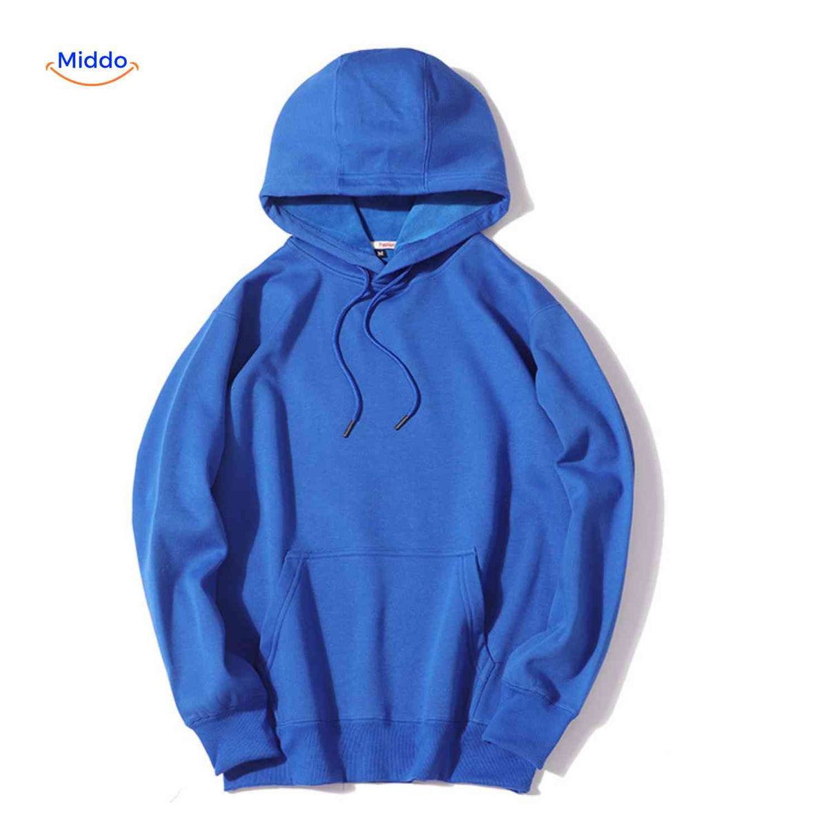 Sporty fleece hoodie with adjustable cord and athletic design