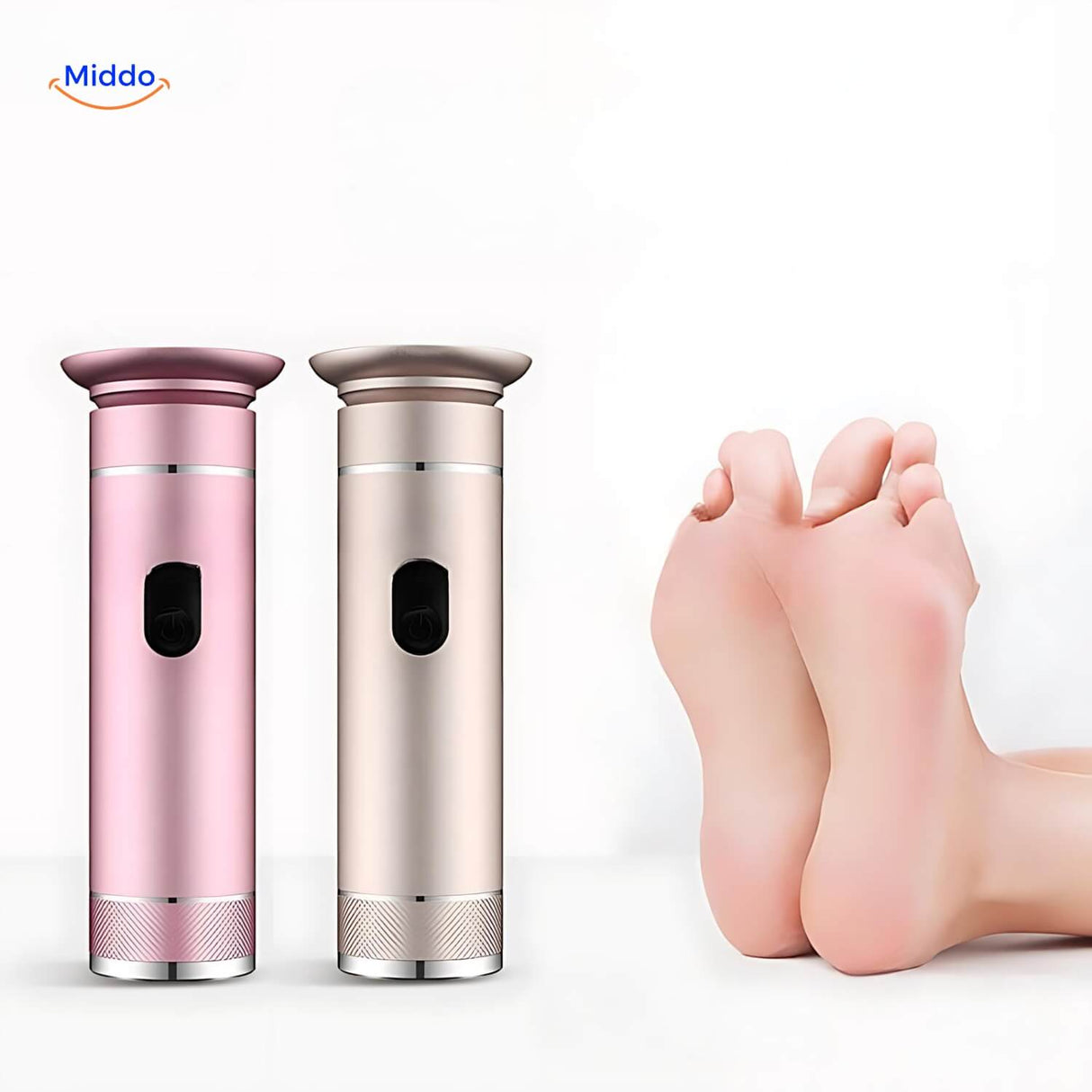 Electric foot file in luxurious gold and rose gold finish options.