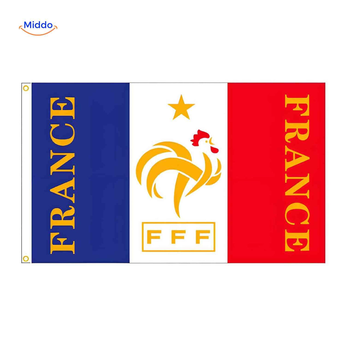 France FFF football team flag featuring national federation logo and colors.