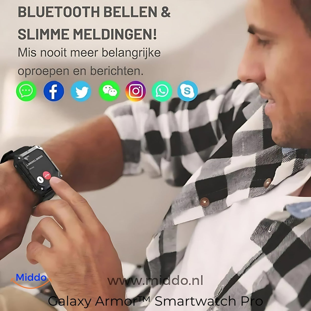 Galaxy Armor Pro smartwatch with bluetooth calling feature for hands-free calls.