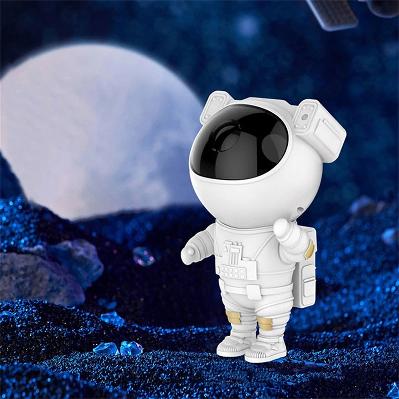 Astronaut galaxy projector displaying moon background lighting effect on ceiling.