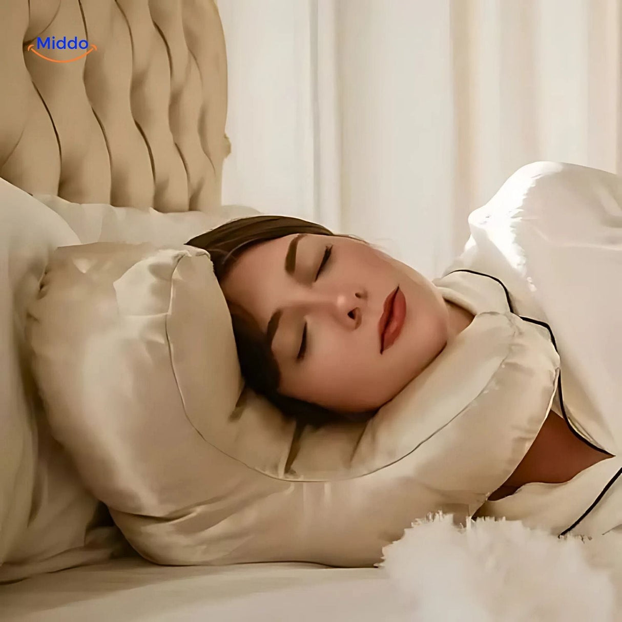 Glow pillow provides comfortable back sleep support with anti-wrinkle design.