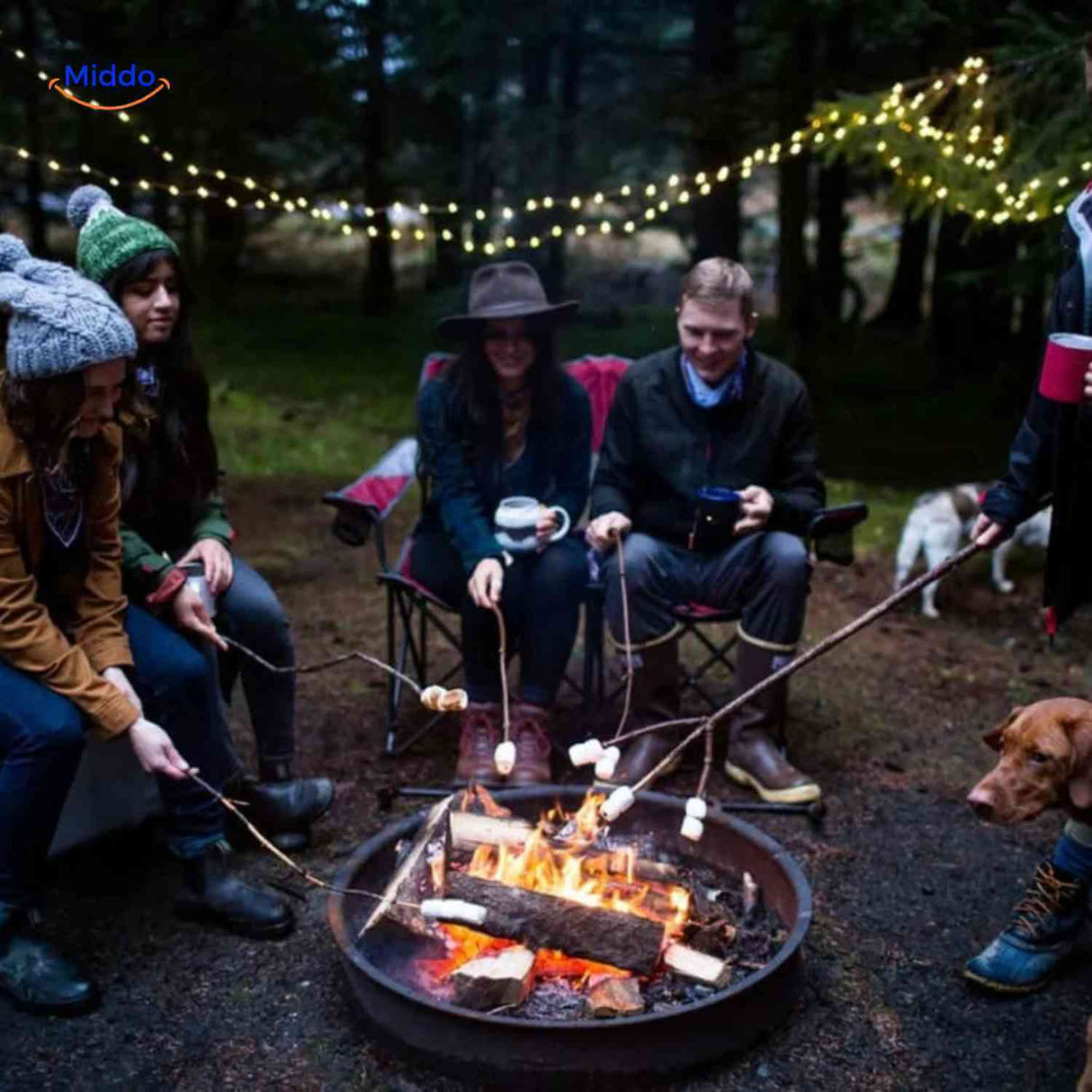 GlowMate creating cozy ambiance at campfire and camping sites.