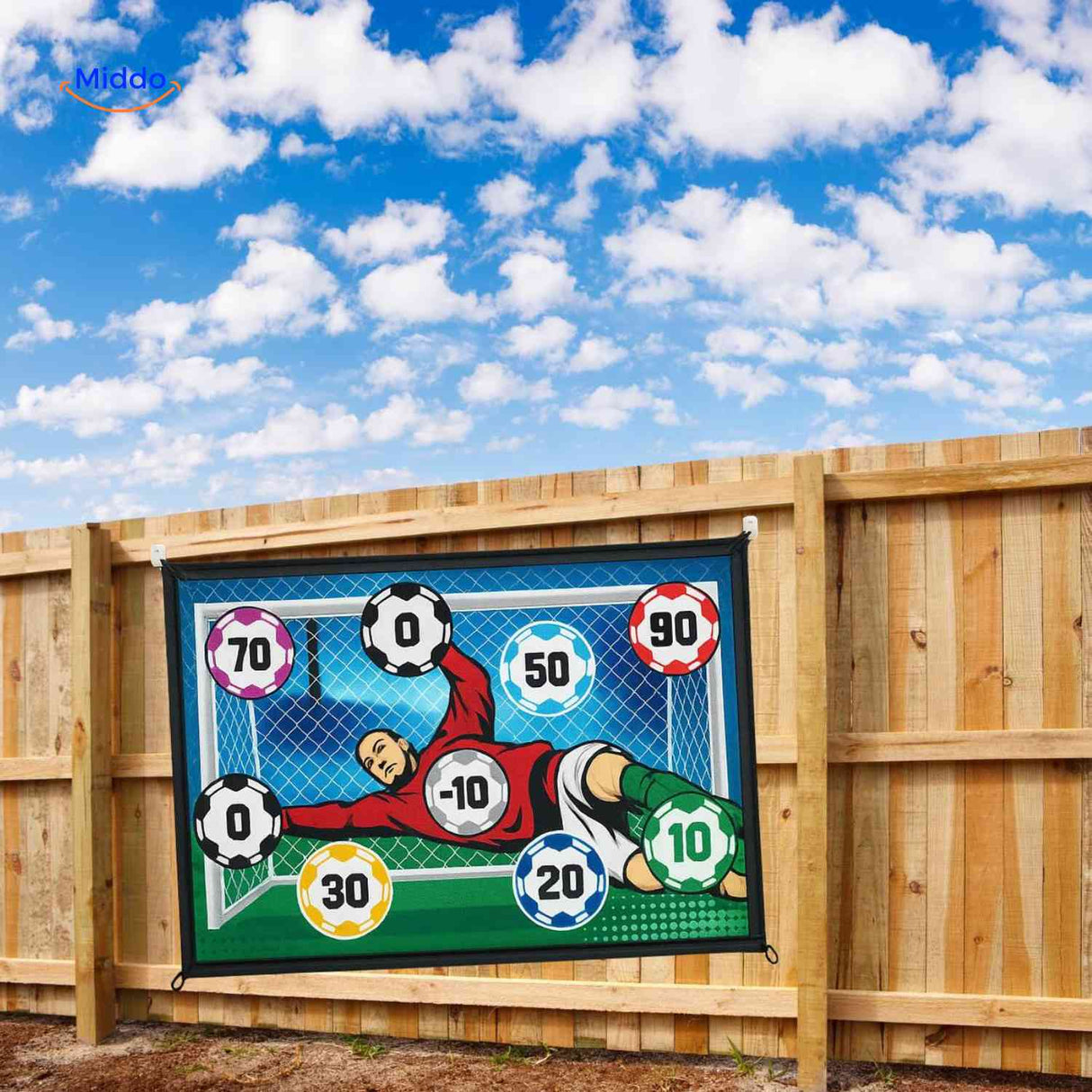 GoalPlay soccer target installed on wall for kids indoor training.