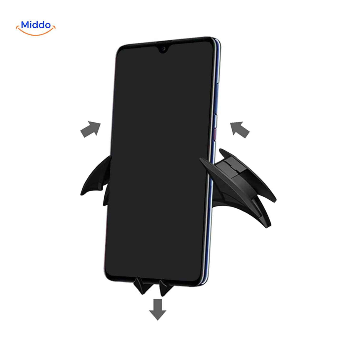 GripBat phone holder with automatic clamp mechanism for one-handed mounting.