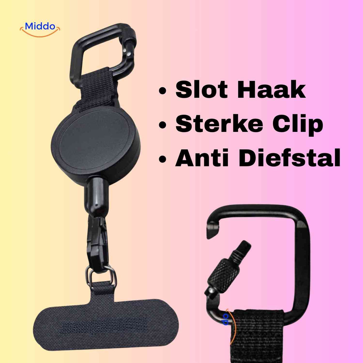 GripLock anti-theft lock mechanism and strong grip clip for maximum security.