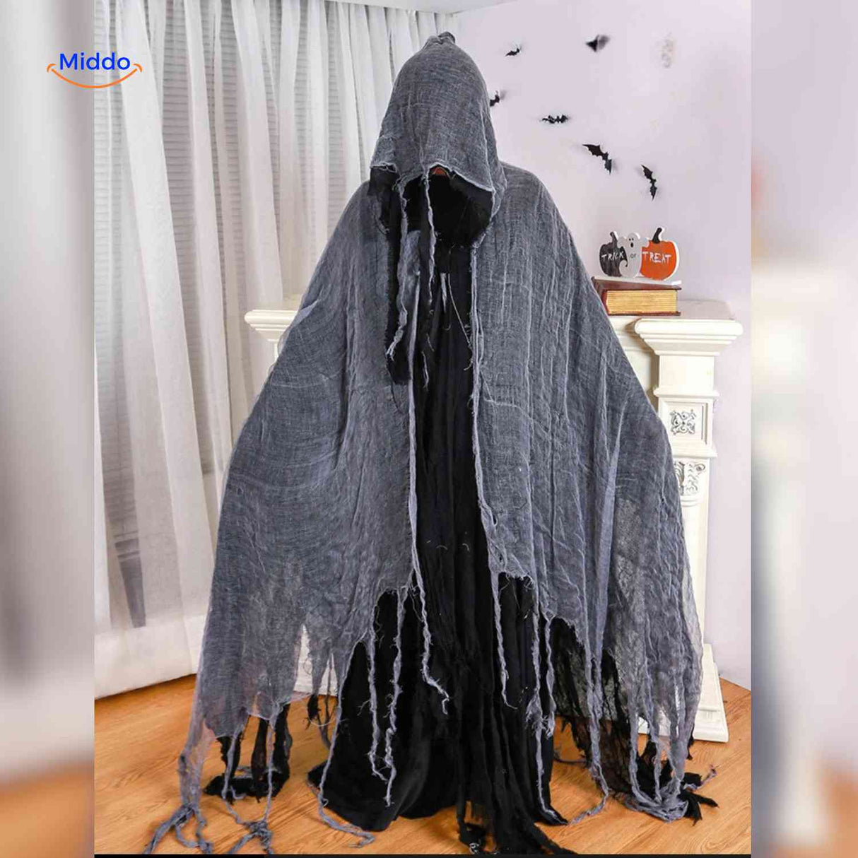ShadowReap gray halloween cape distressed ghostly torn