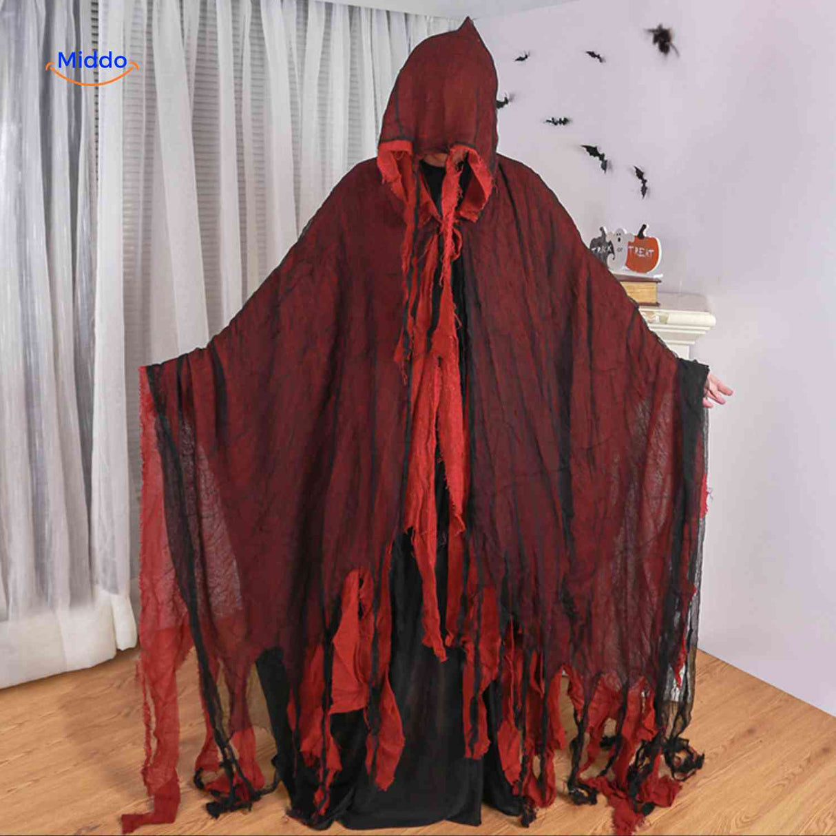 ShadowReap red halloween cape torn distressed costume