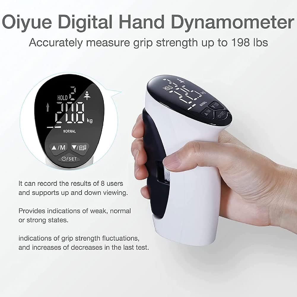 Hand grip trainer measures and tracks your grip strength progress with digital precision.