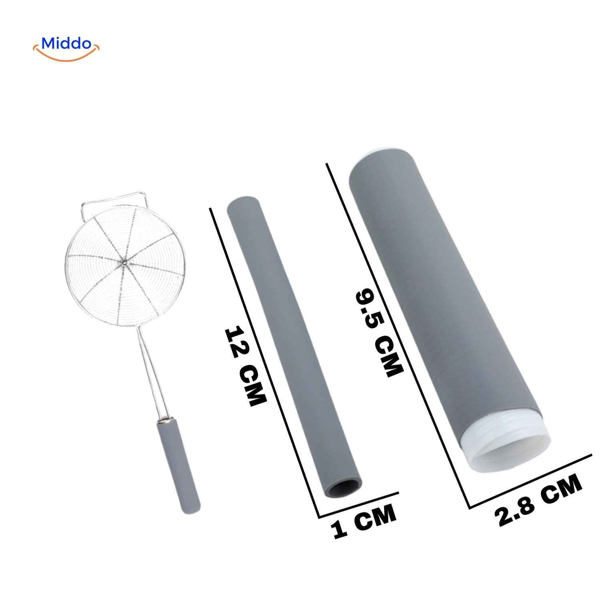 Grey silicone handle protector 12cm size for small cookware handles.