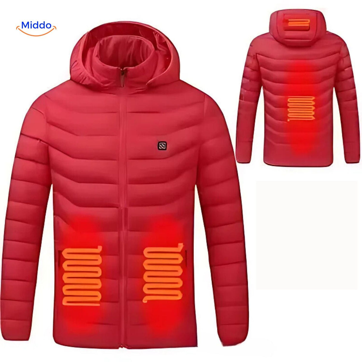 Winter heated hoodie jacket with tailored slim fit cut.
