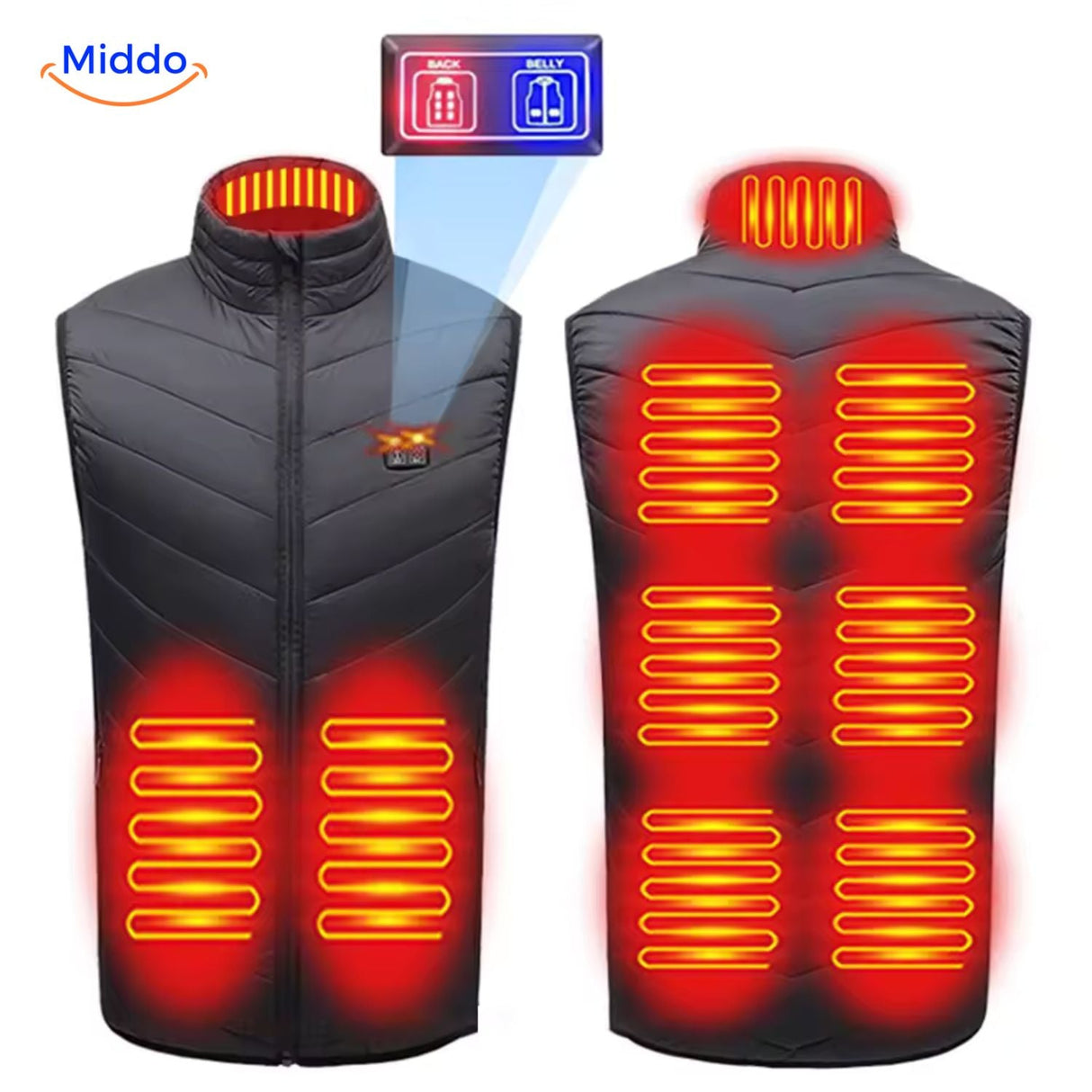 HeatGuard heated vest with 4 core heating zones for efficient warmth.