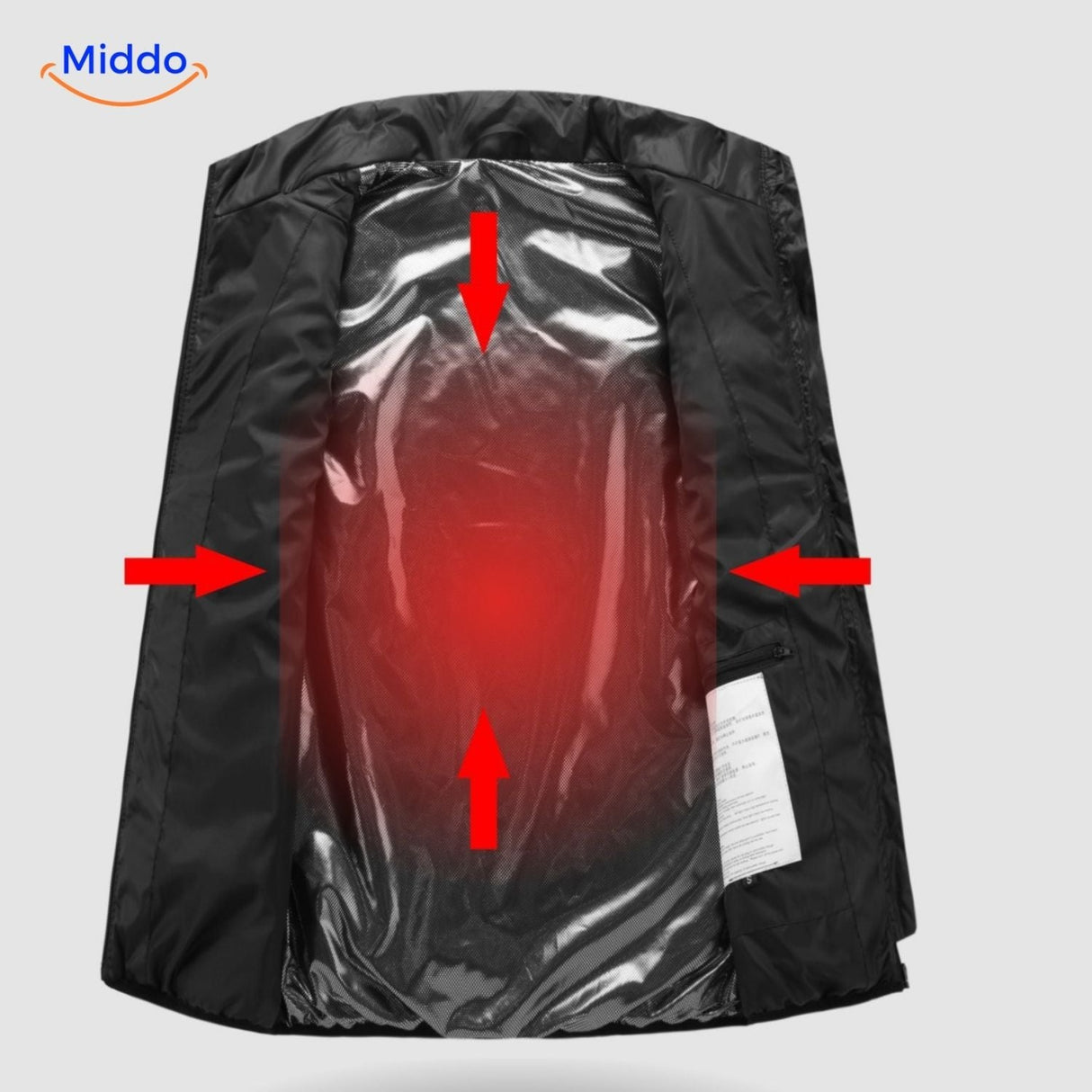 HeatGuard vest featuring digital control panel for heat zone adjustment.