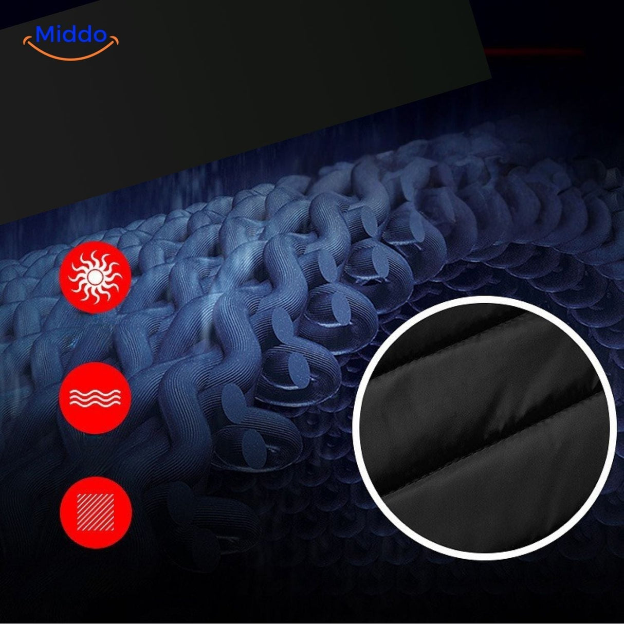 HeatGuard vest with water-repellent material for outdoor protection.