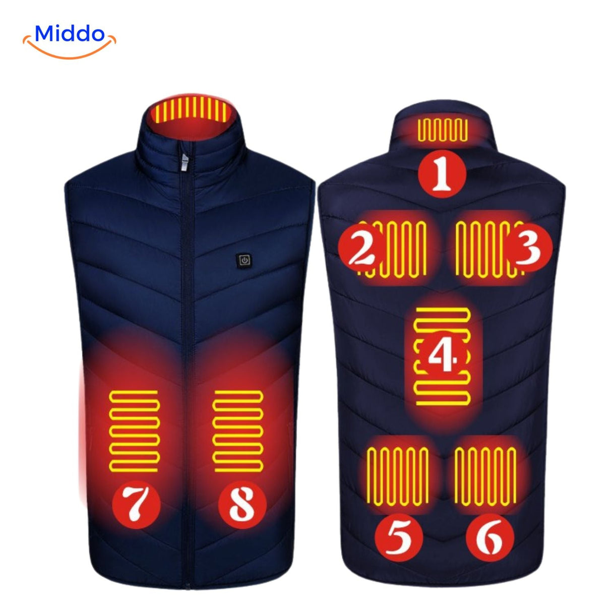 Red HeatGuard heated vest with multiple heating zones for warmth.