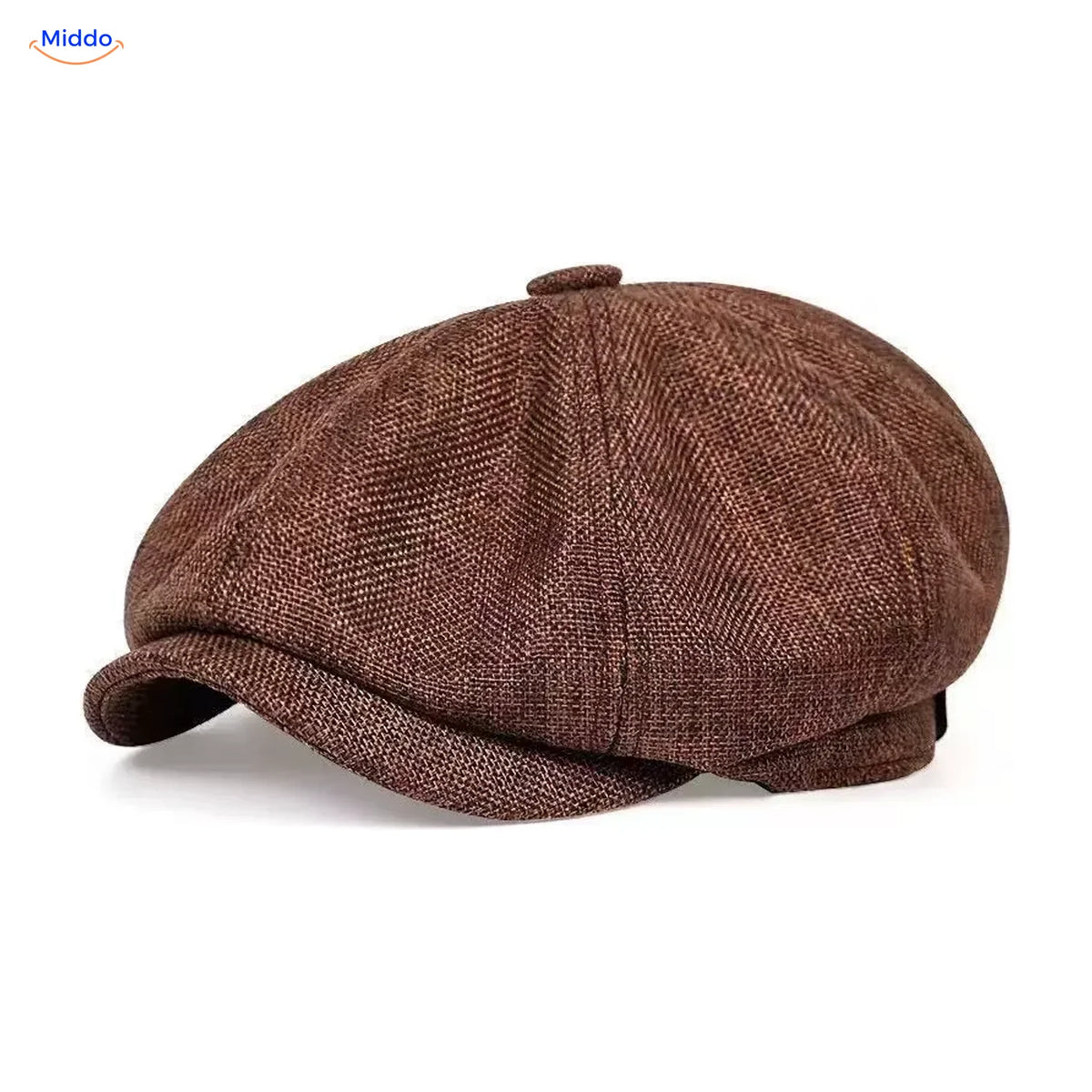 Heritage Eight flat cap, Linen coffee brown