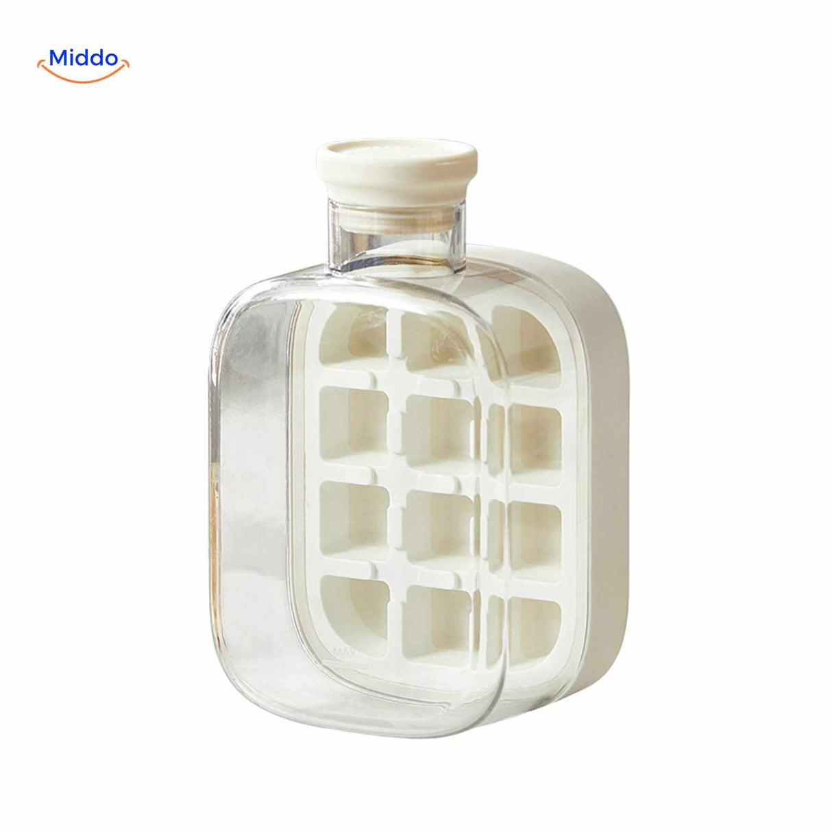 White compact ice bottle with secure screw cap closure