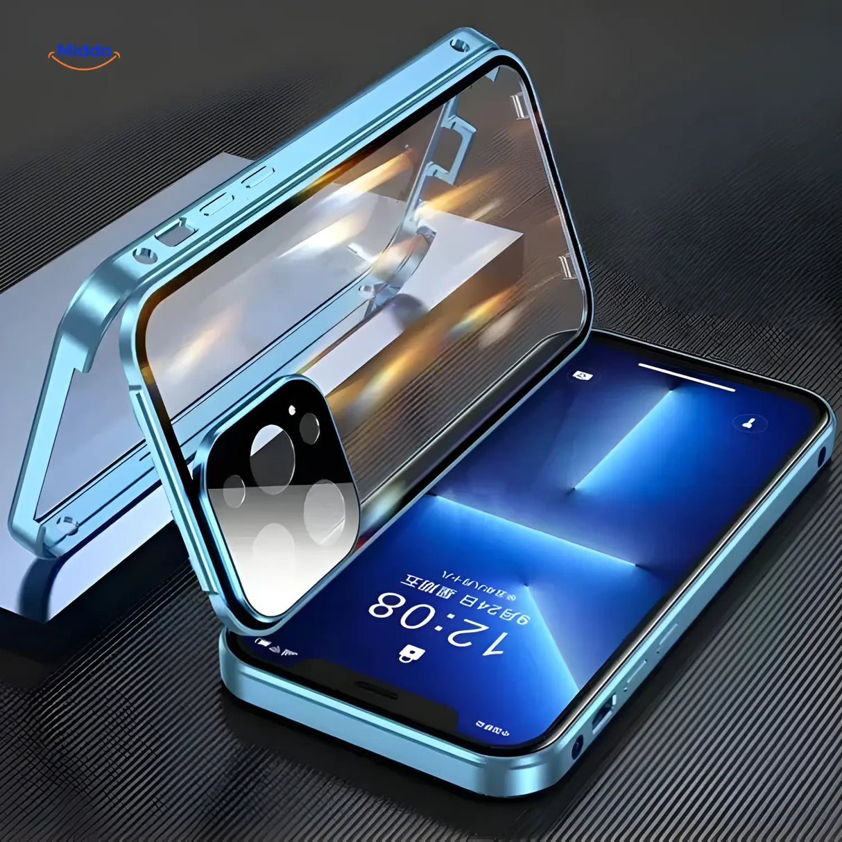 WonderCase iPhone case in blue with dual-protection technology.