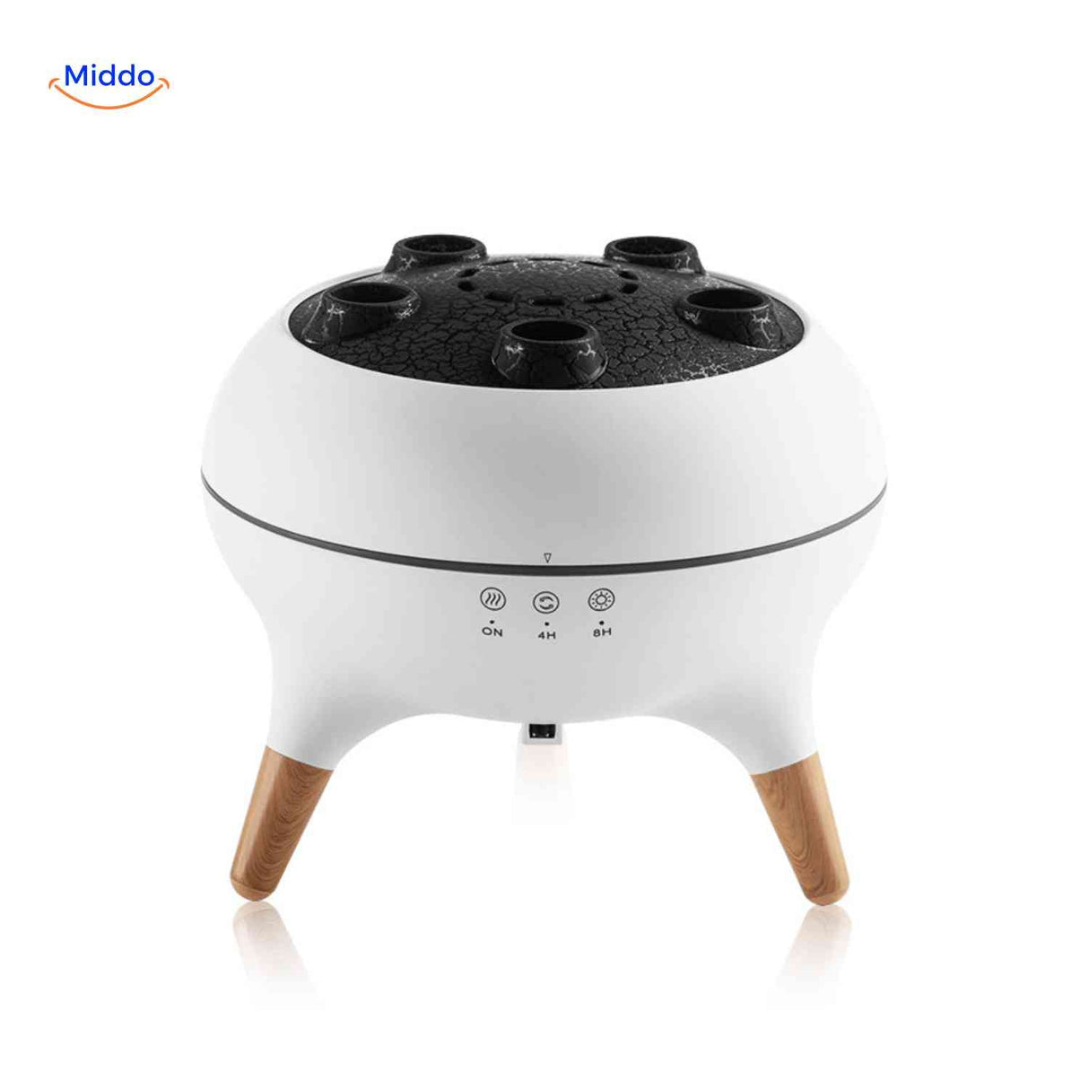 Modern jellyfish diffuser with elegant wood-look legs and minimalist design.