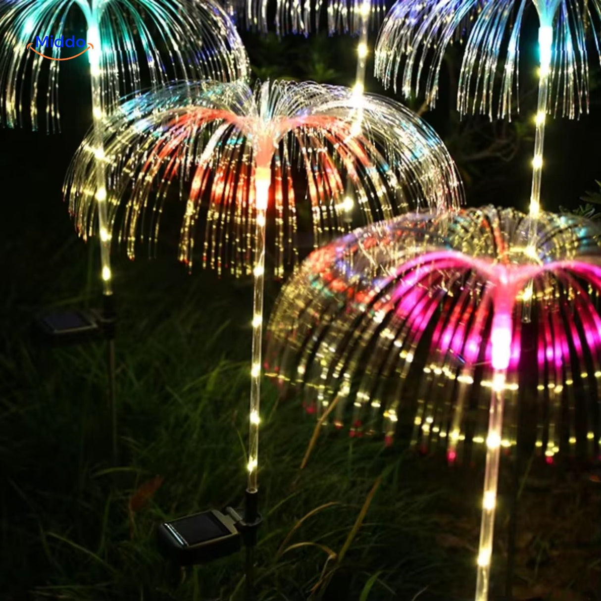 JellyGlow fiber optic jellyfish light with extended illumination and multiple color effects