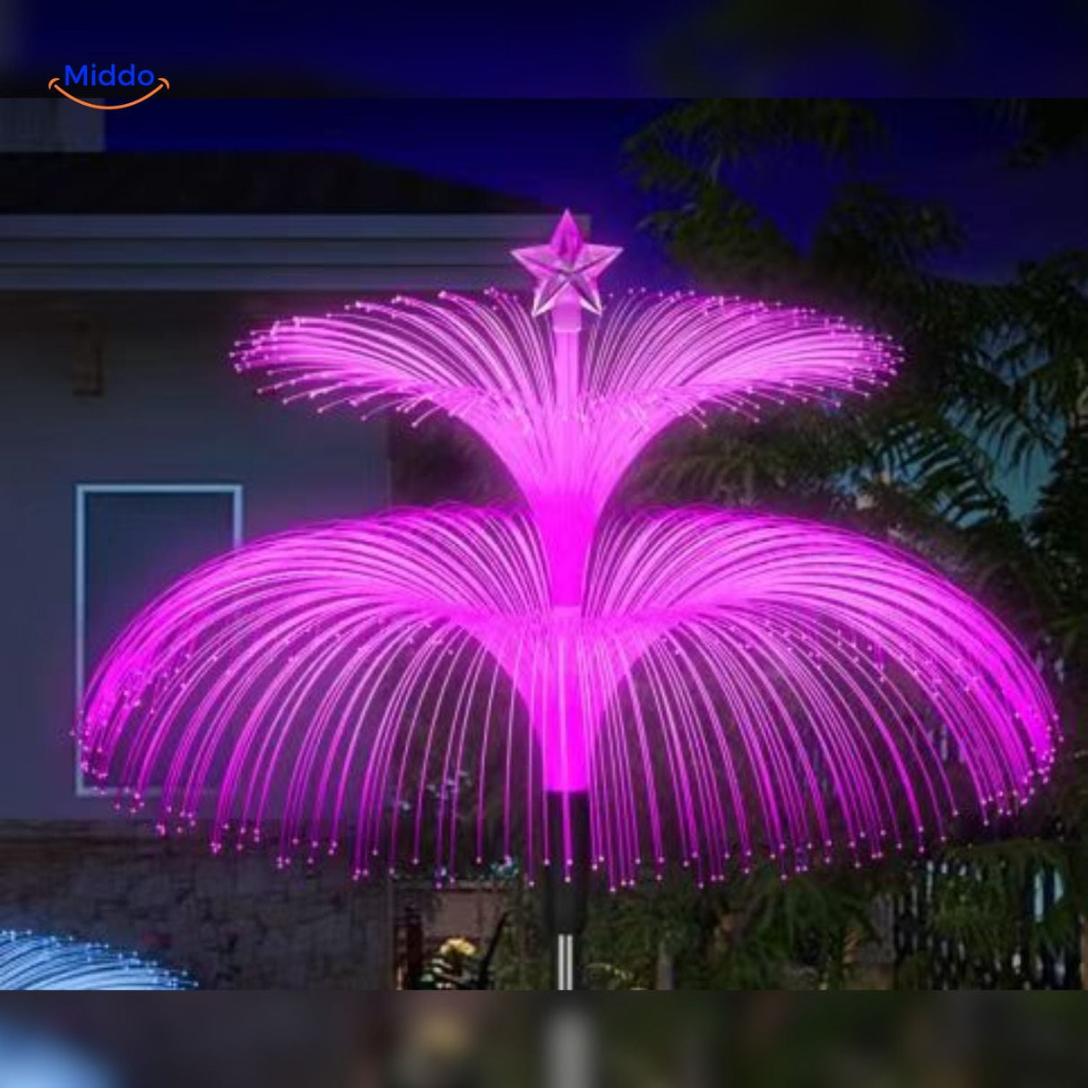 JellyGlow solar light with elegant star-top design and shiny fiber optic decoration