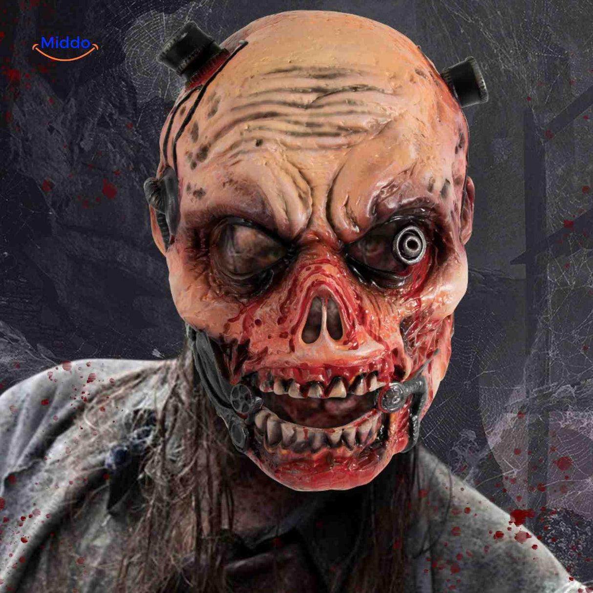 Professional latex zombie mask ideal for Halloween cosplay and horror costumes.