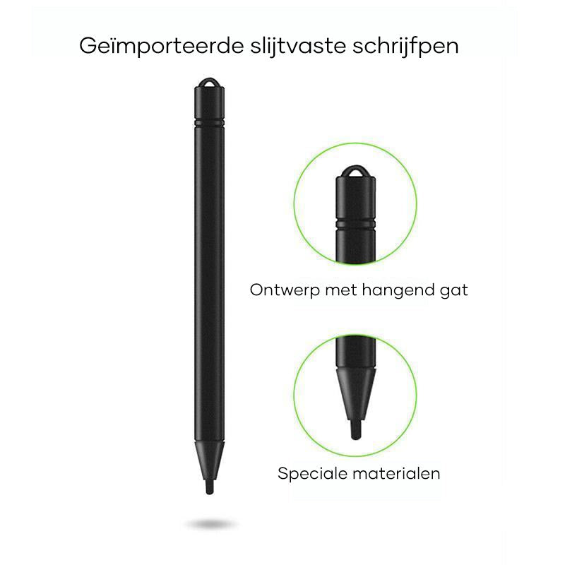LCD tablet with stylus pen featuring convenient hanging hole attachment