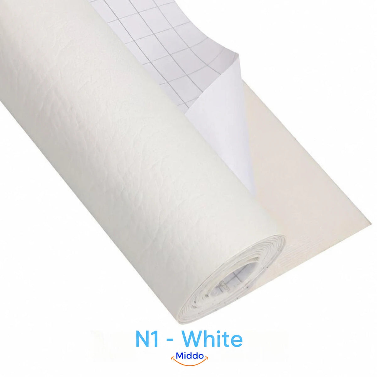 LeatherRestore self-adhesive faux leather repair patch in N1 - White, showing the textured surface and backing.