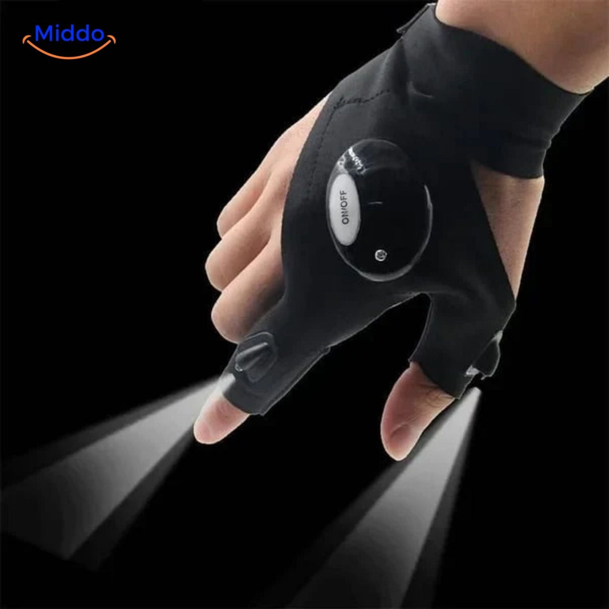 LED gloves with convenient on-off switch for easy light control.