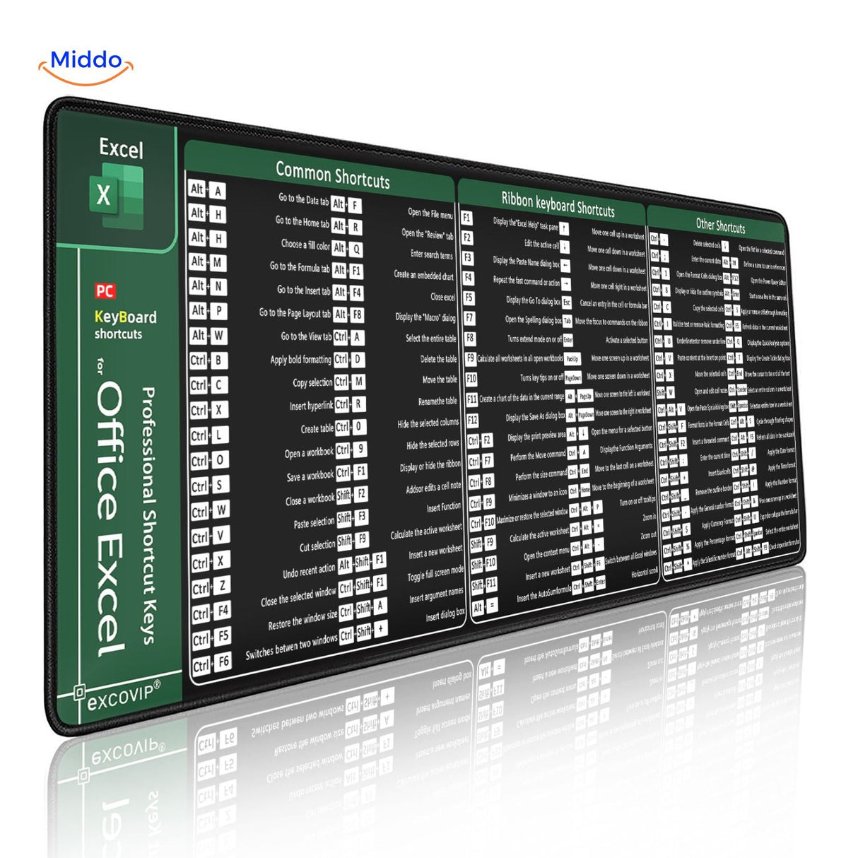 Lernopad professional Excel shortcuts mouse pad for office desktop and workflow optimization.