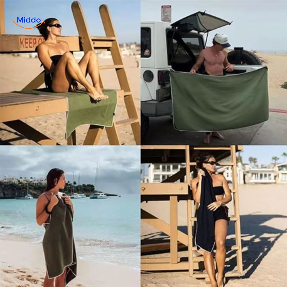 Portable microfiber towel with magnets for easy travel and outdoor trips.
