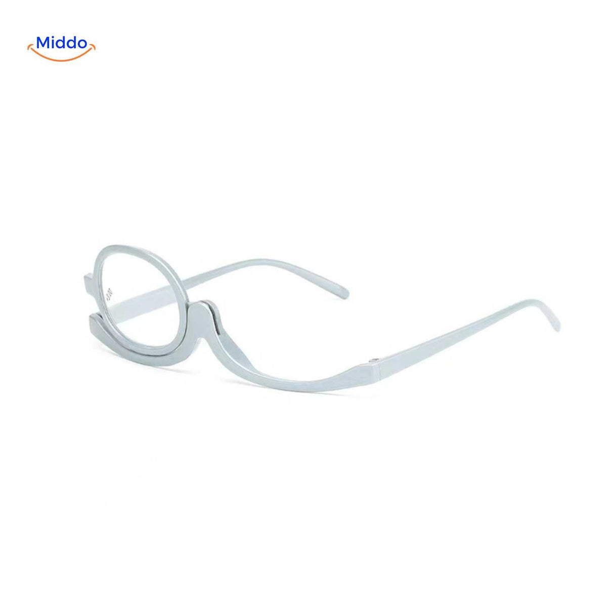 Light blue rotating makeup glasses perfect for cosmetic application.