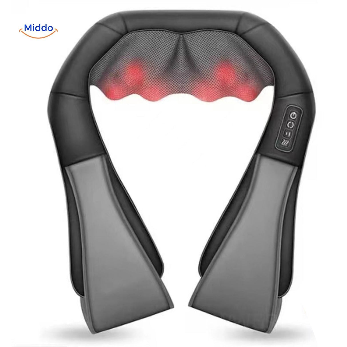 RelaxPro neck massager with red light therapy and contemporary styling.