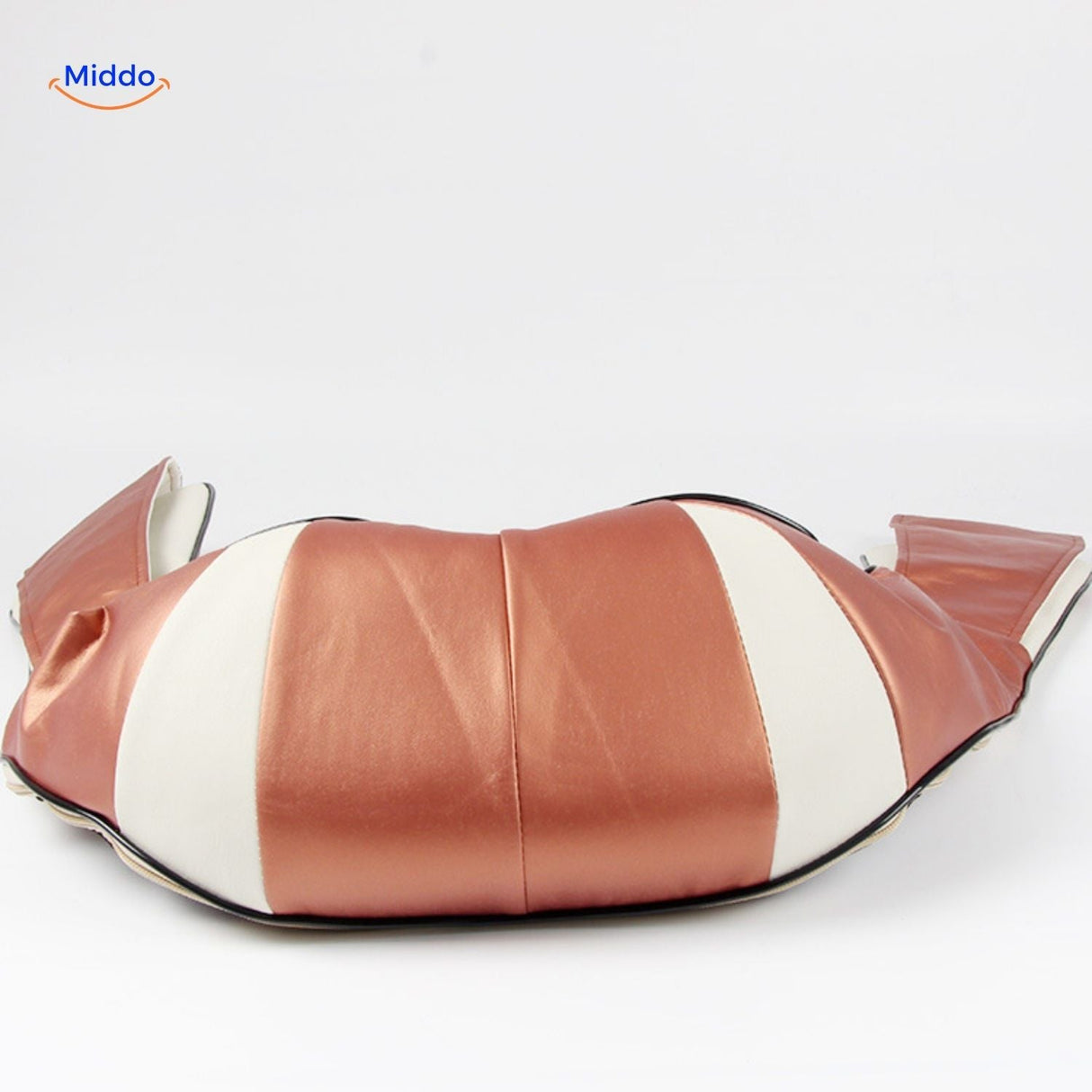 RelaxPro neck massager with brown and white striped massage band.