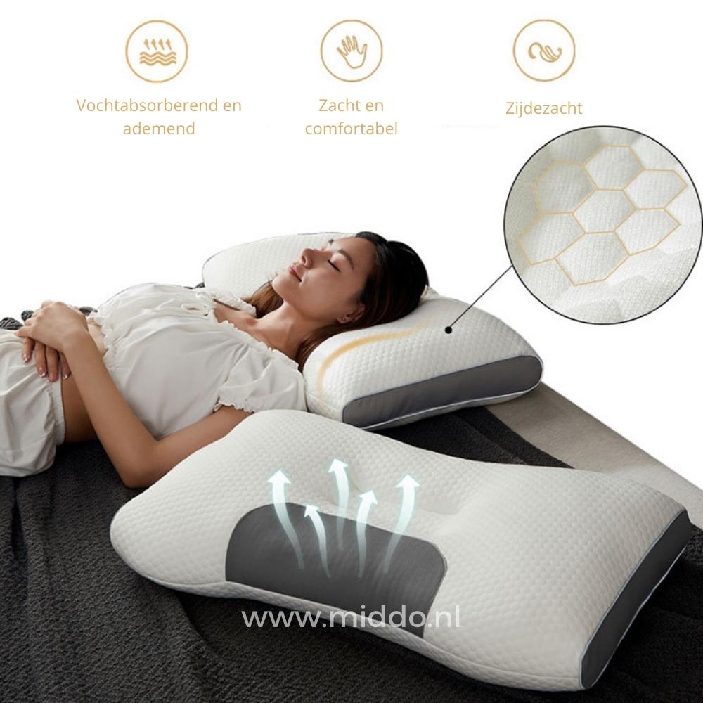 DreamGuard Pro neck support pillow shown from the side with breathable design