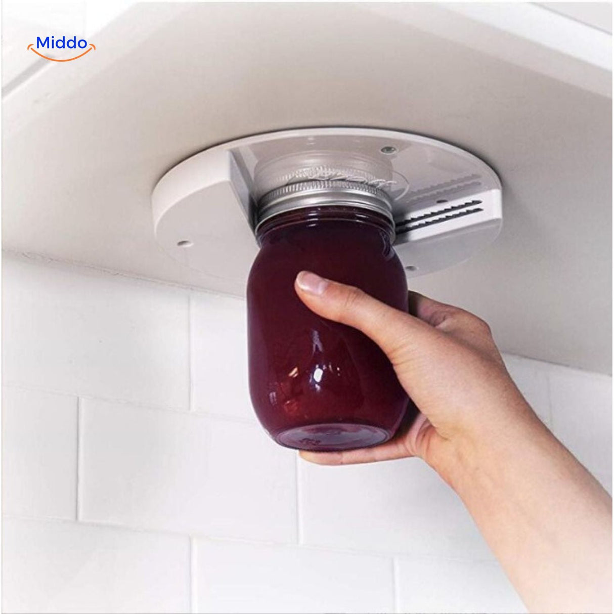 Non-slip jar opener with anti-slip handle for better control.