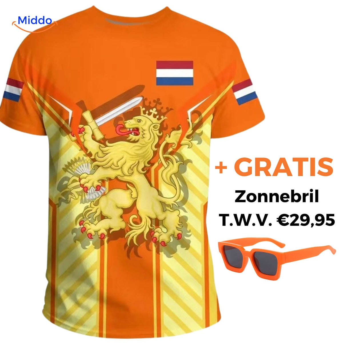 Orange Netherlands fan t-shirt lifestyle wear perfect for match day.