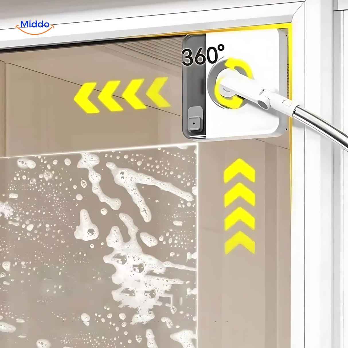 Magnetic window cleaner with 360-degree cleaning capability for outdoor and indoor windows.