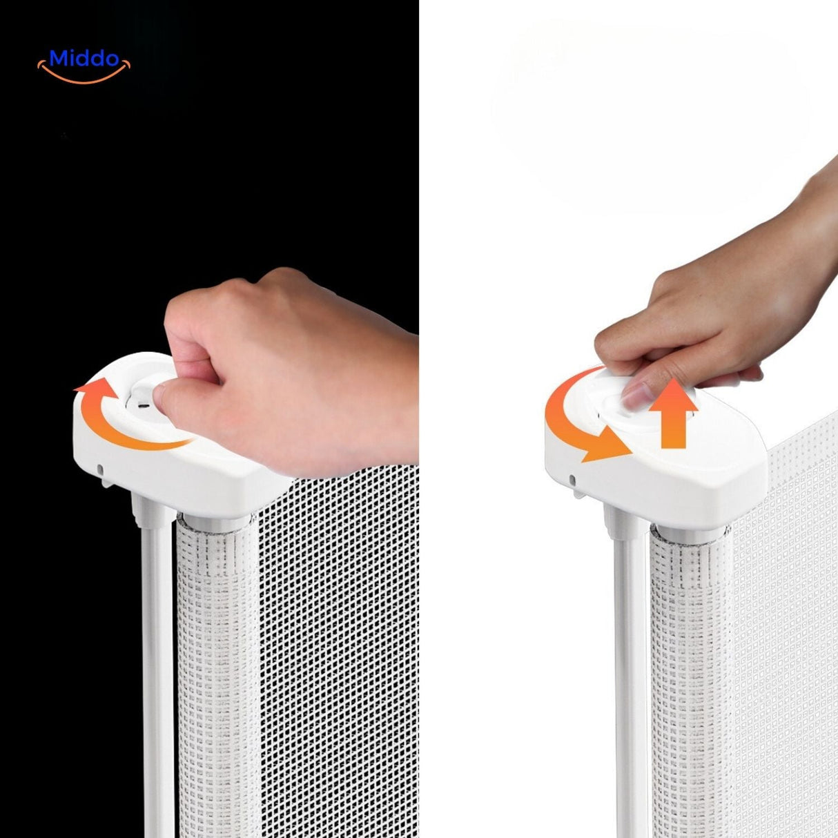 Retractable gate providing pet containment and safe room separation.