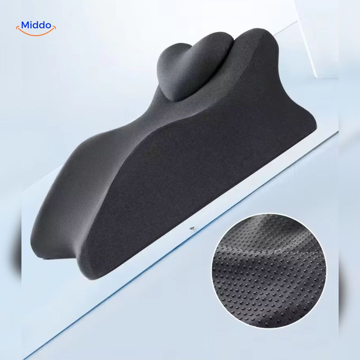 Black leg elevation pillow showcasing premium material quality and construction.