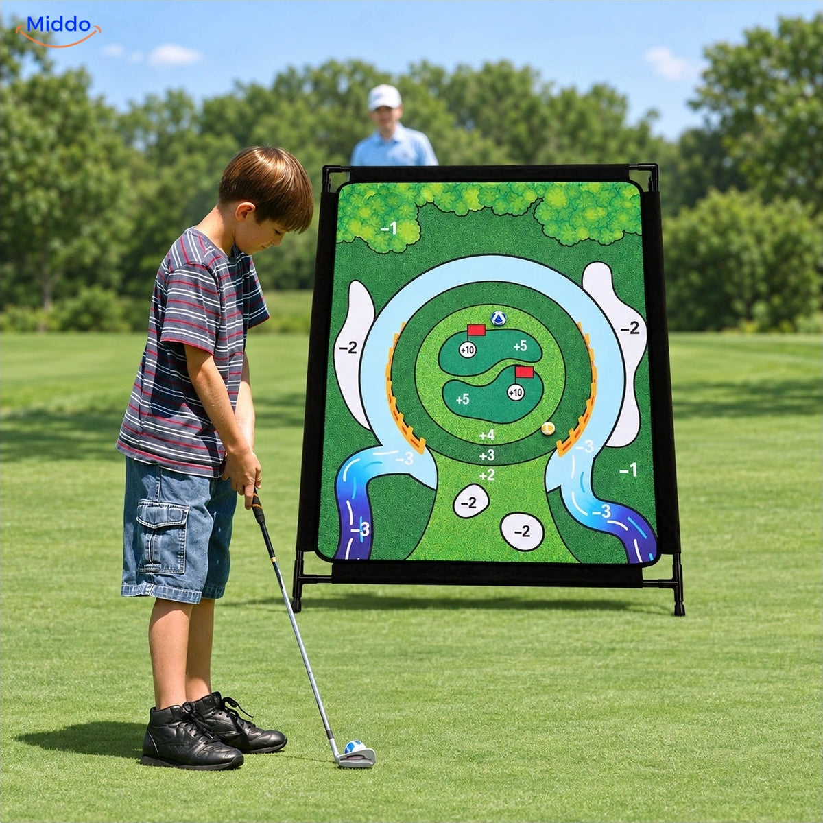 Playing backyard golf with the GolfMaster target