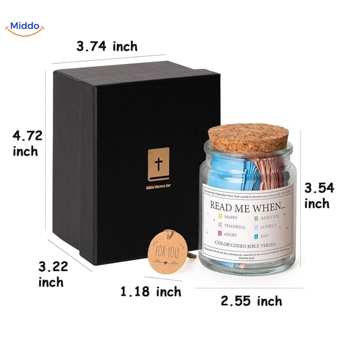 Prayer jar dimensions and size measurement guide.