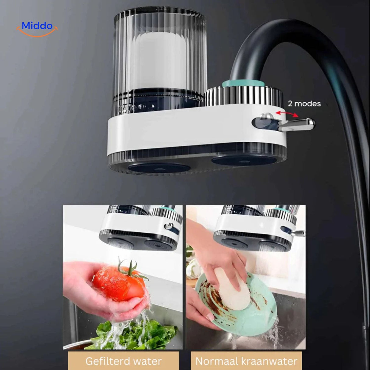 PureFlow faucet with white and gray design showing spray function.