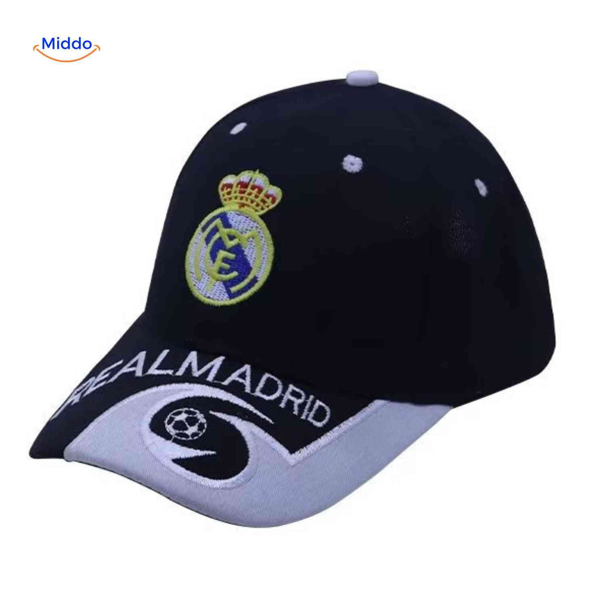 Real Madrid football cap with embroidered club logo.