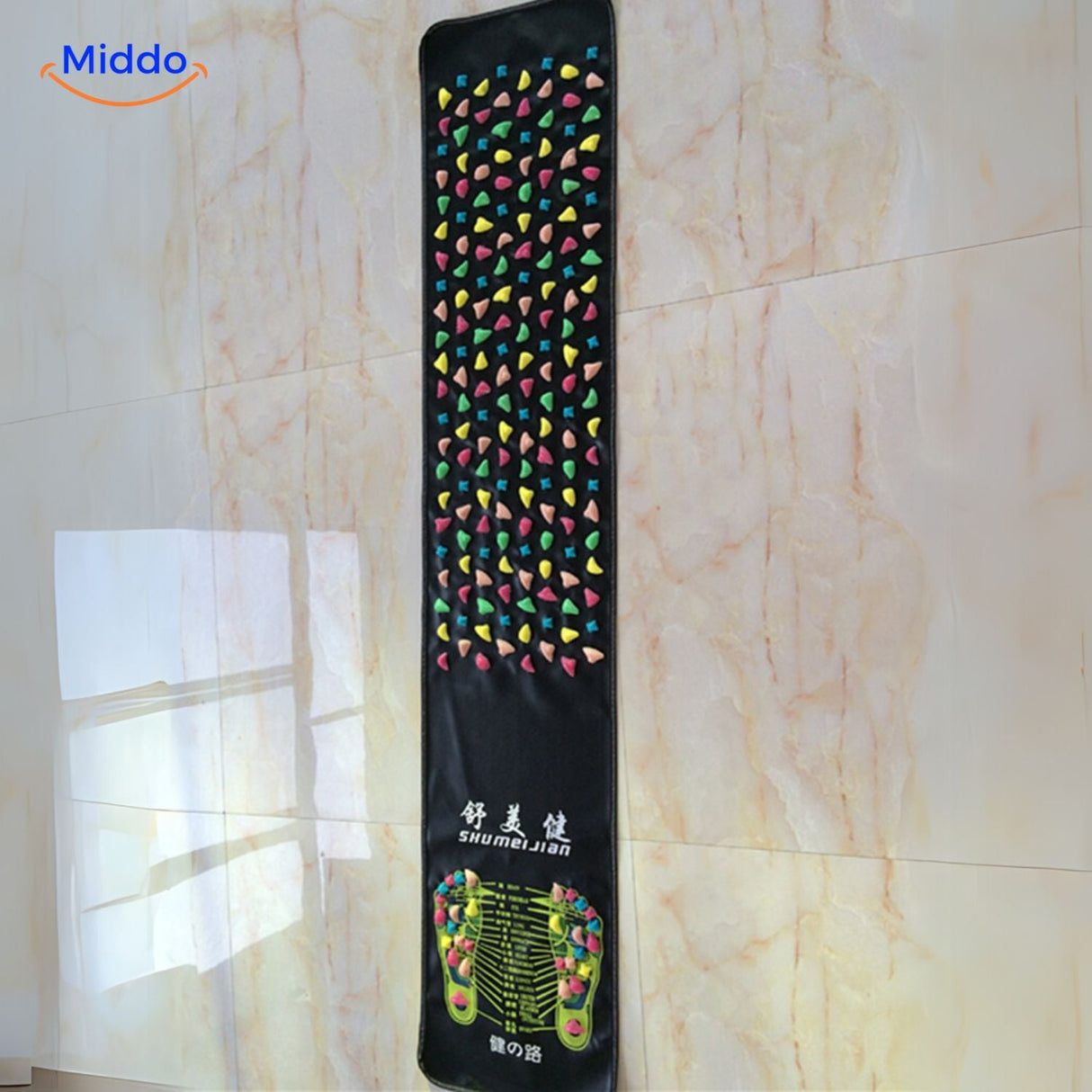 ReflexoStep mat with feet showing stimulation guide and health zone activation.