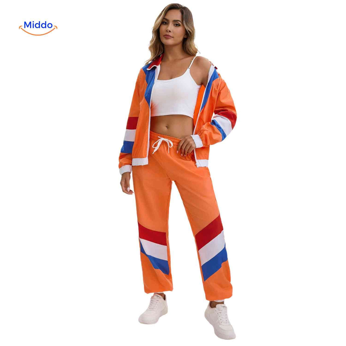 80s retro tracksuit comfortable fit for casual wear and loungewear.