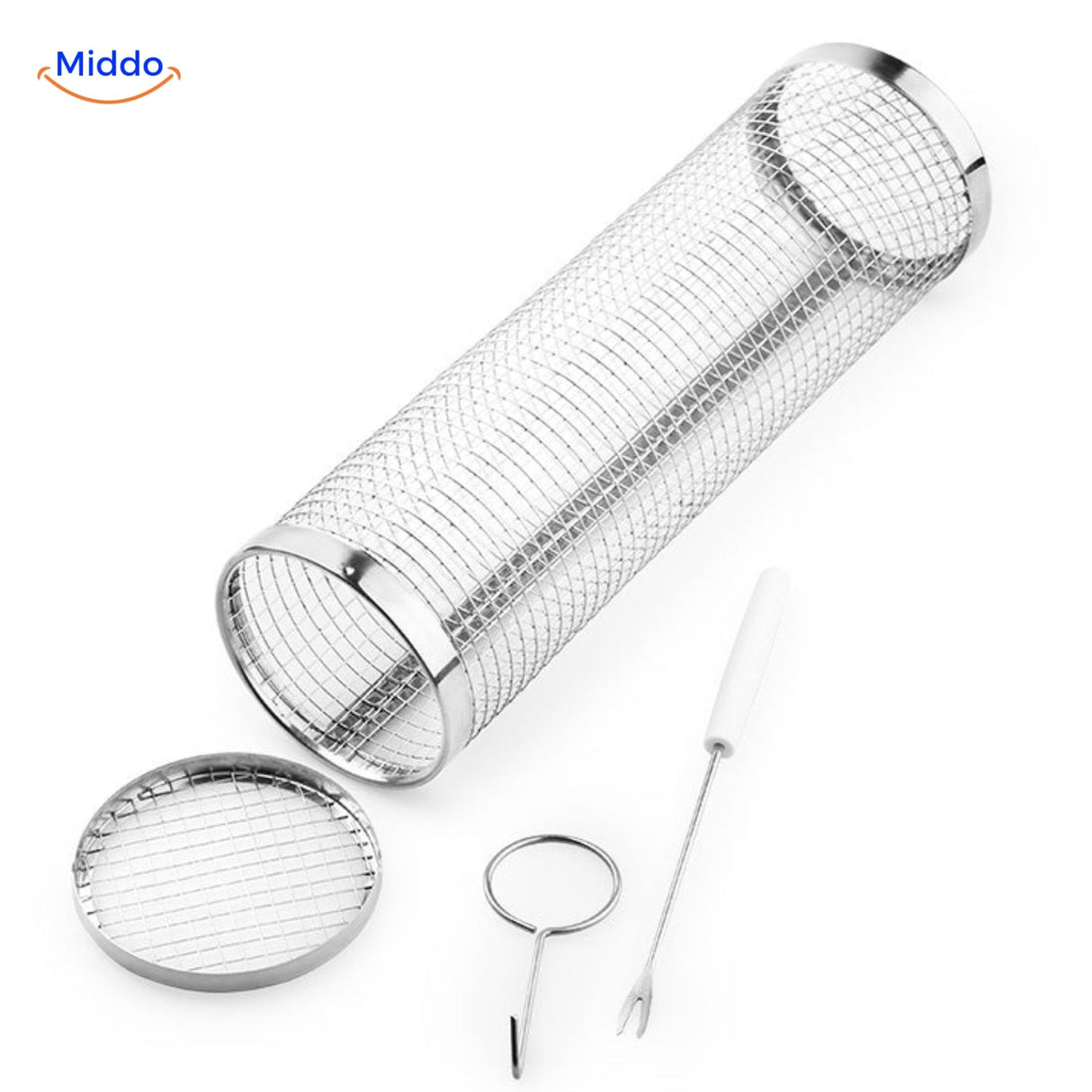 RollingGrill grill basket with 2-liter capacity for large batch grilling.