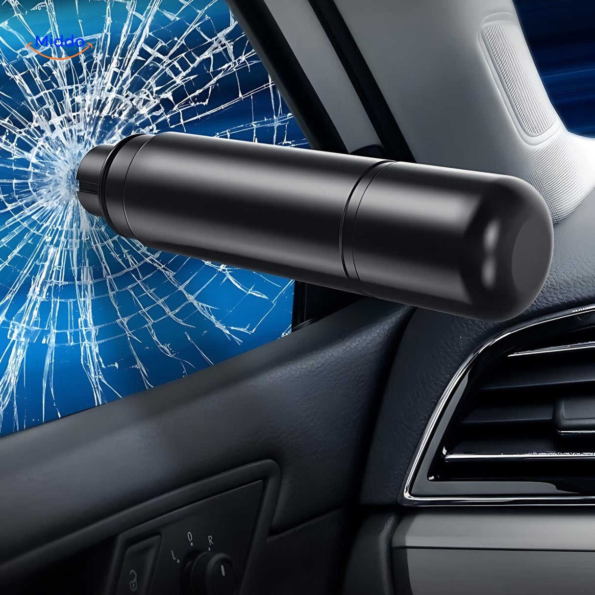 Safekey window breaker breaks glass effectively with minimal effort for emergency vehicle escape.